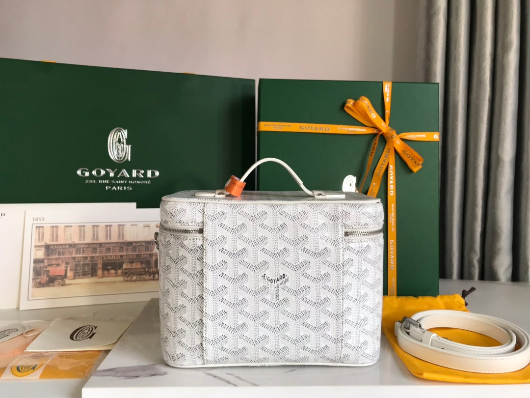 Goyard Muse Vanity Case 20 Cm White Goyardine Canvas