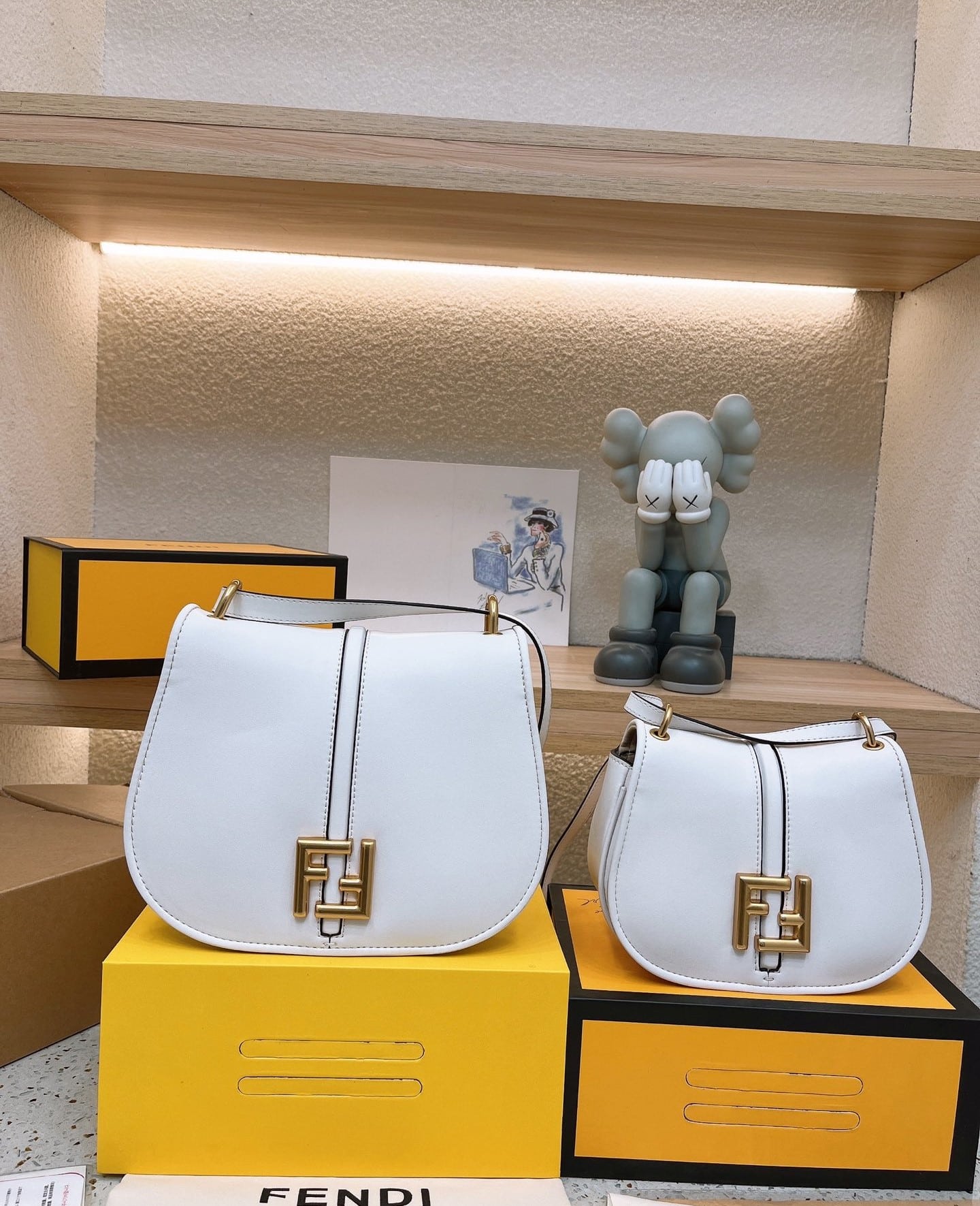 Fendi C’Mon Mini White Leather Bag 20Cm 8Bs082Aq0Lf1550