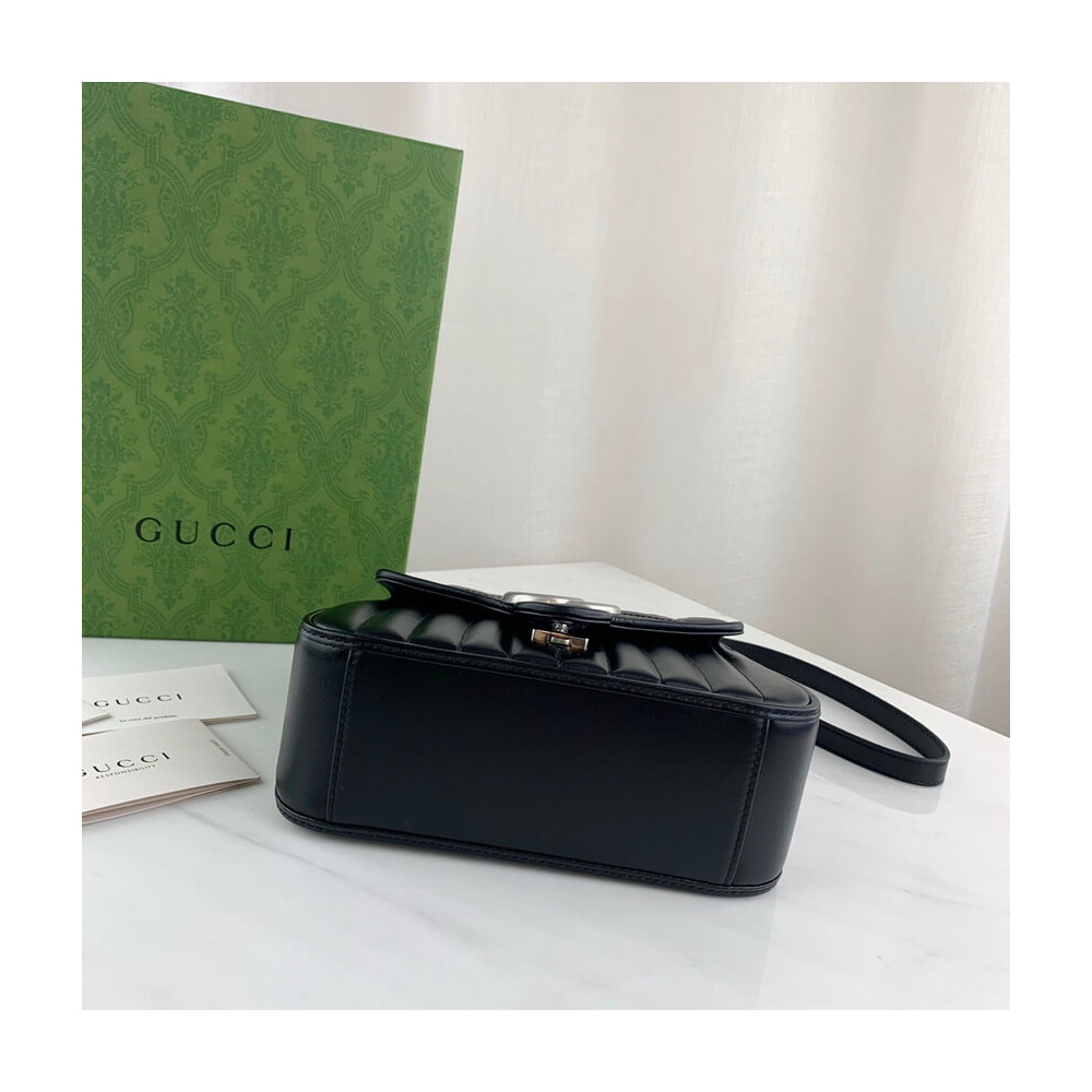 Gucci GG Marmont Black Matelasse Leather Mini Top Handle Bag