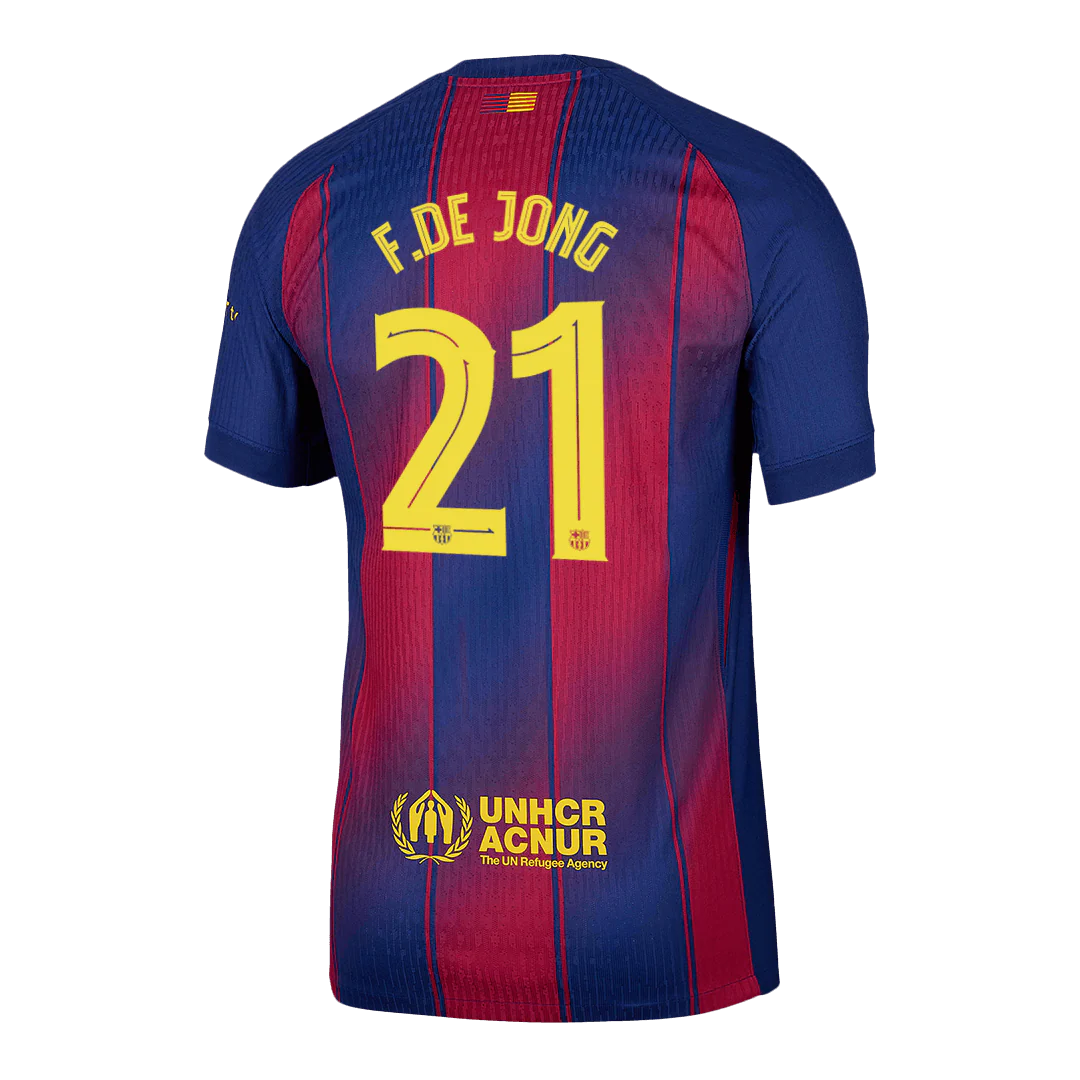 F.DE JONG #21 Barcelona Home Player Version Soccer Jersey 2025/26 - UCL