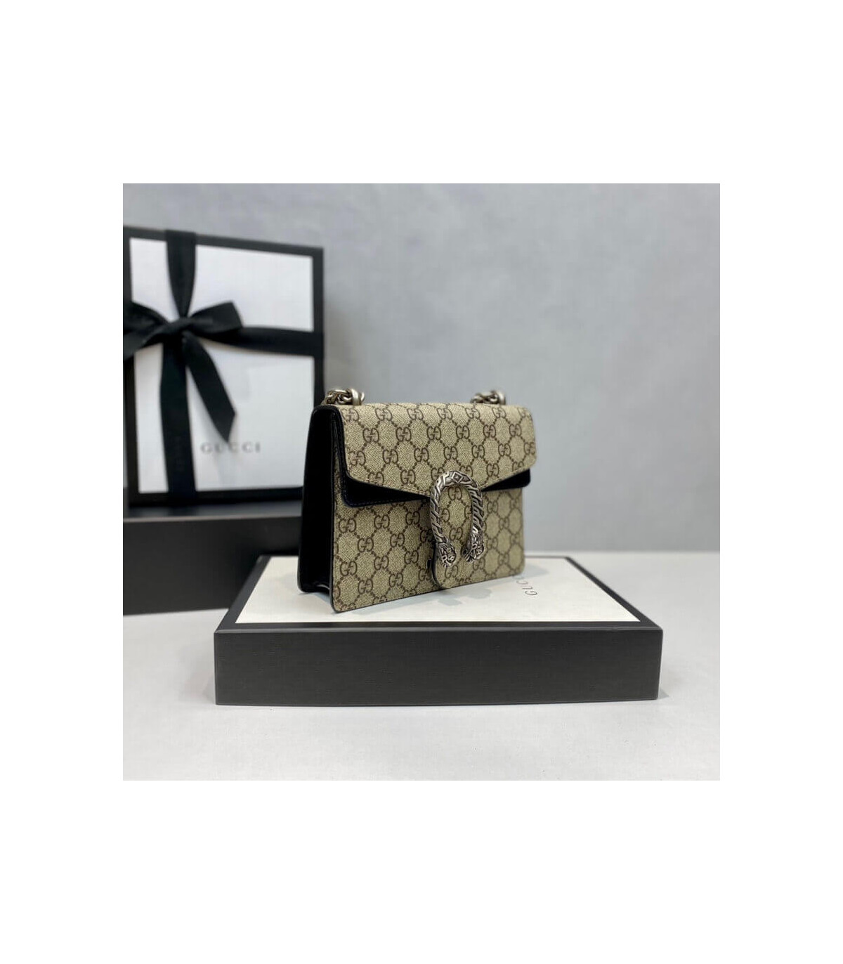 Gucci Dionysus GG Supreme Mini Bag Black 20cm