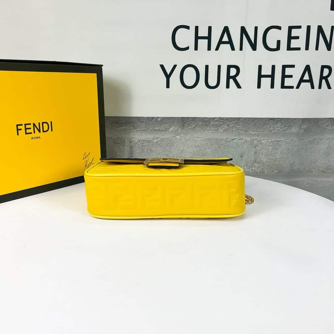 Fendi Bag Nappa Leather Bag Yellow 24Cm/ 9.4in