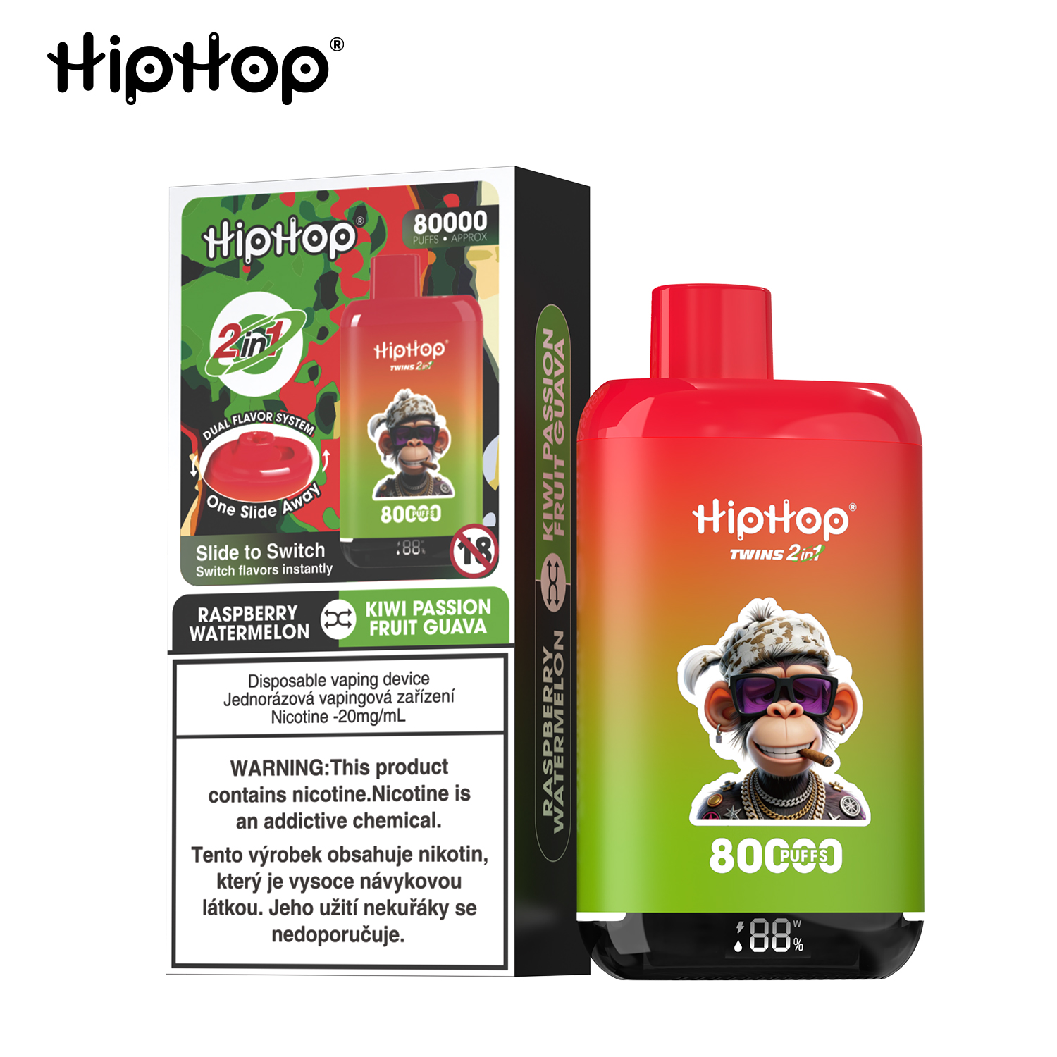 HIPHOP 80k Puffs Prefilled Vape |  Rechargeable