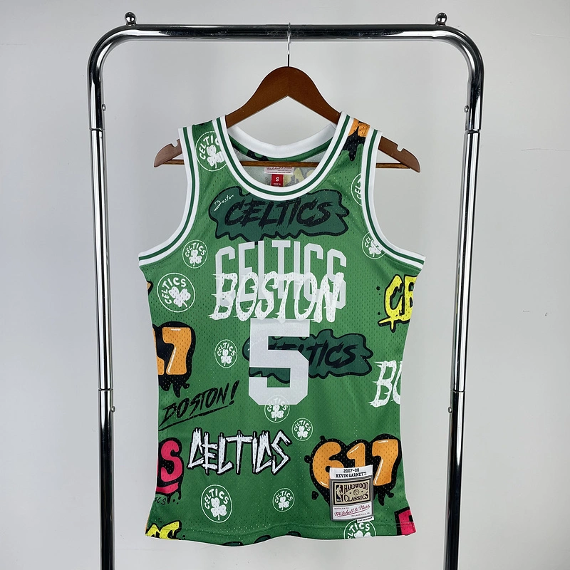 1985-86 NBA Boston Celtics 5 GARNETT Basketball Jersey