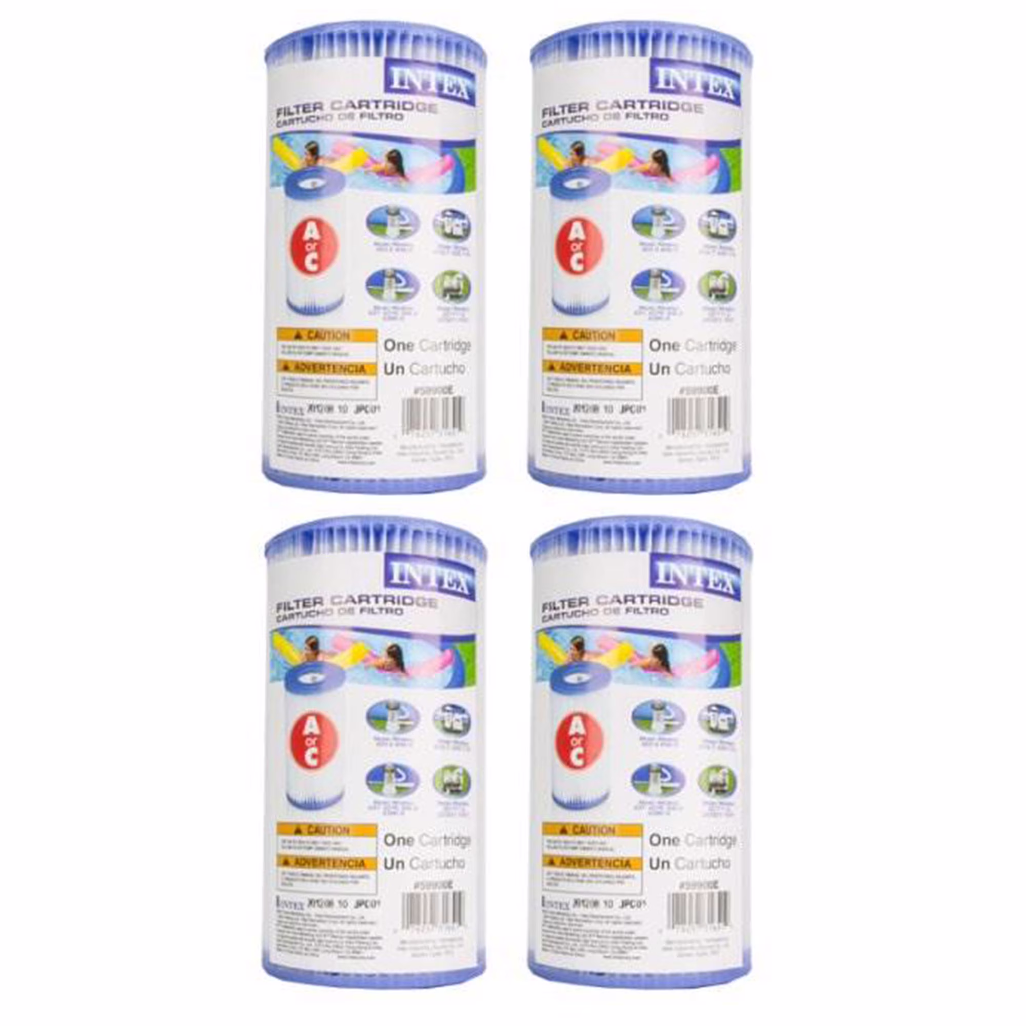 Intex Type A Easy Set Above Ground Pool Replacement Filter Cartridge, (4 Pack)