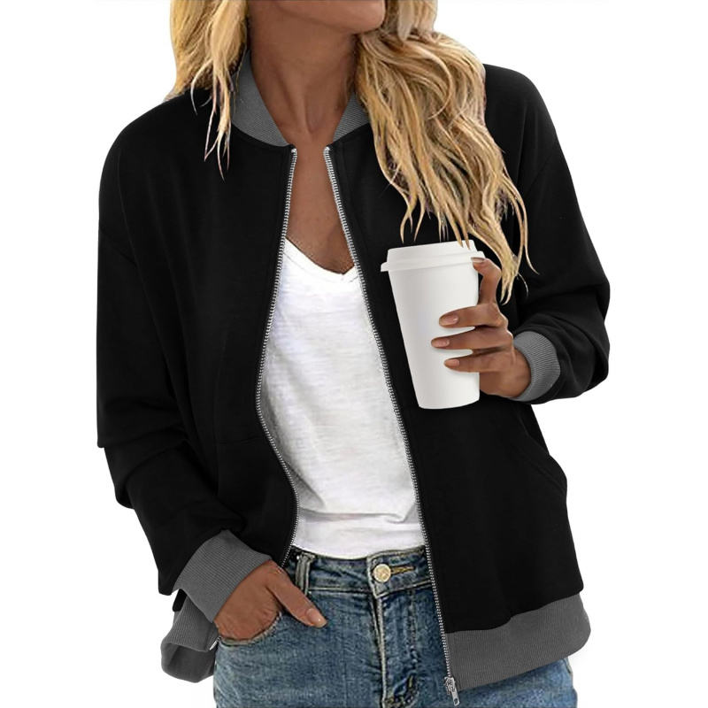 Women's Zip Up Jacket Casual Long Sleeve