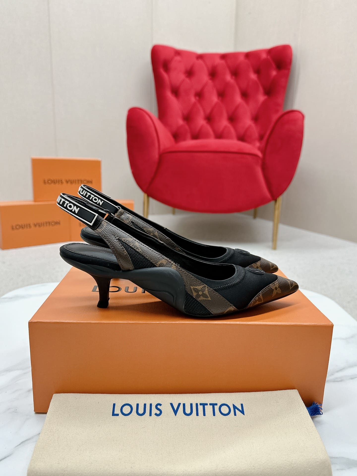 Louis Vuitton Archlight Slingback Pump Black And Brown 1Aadgj