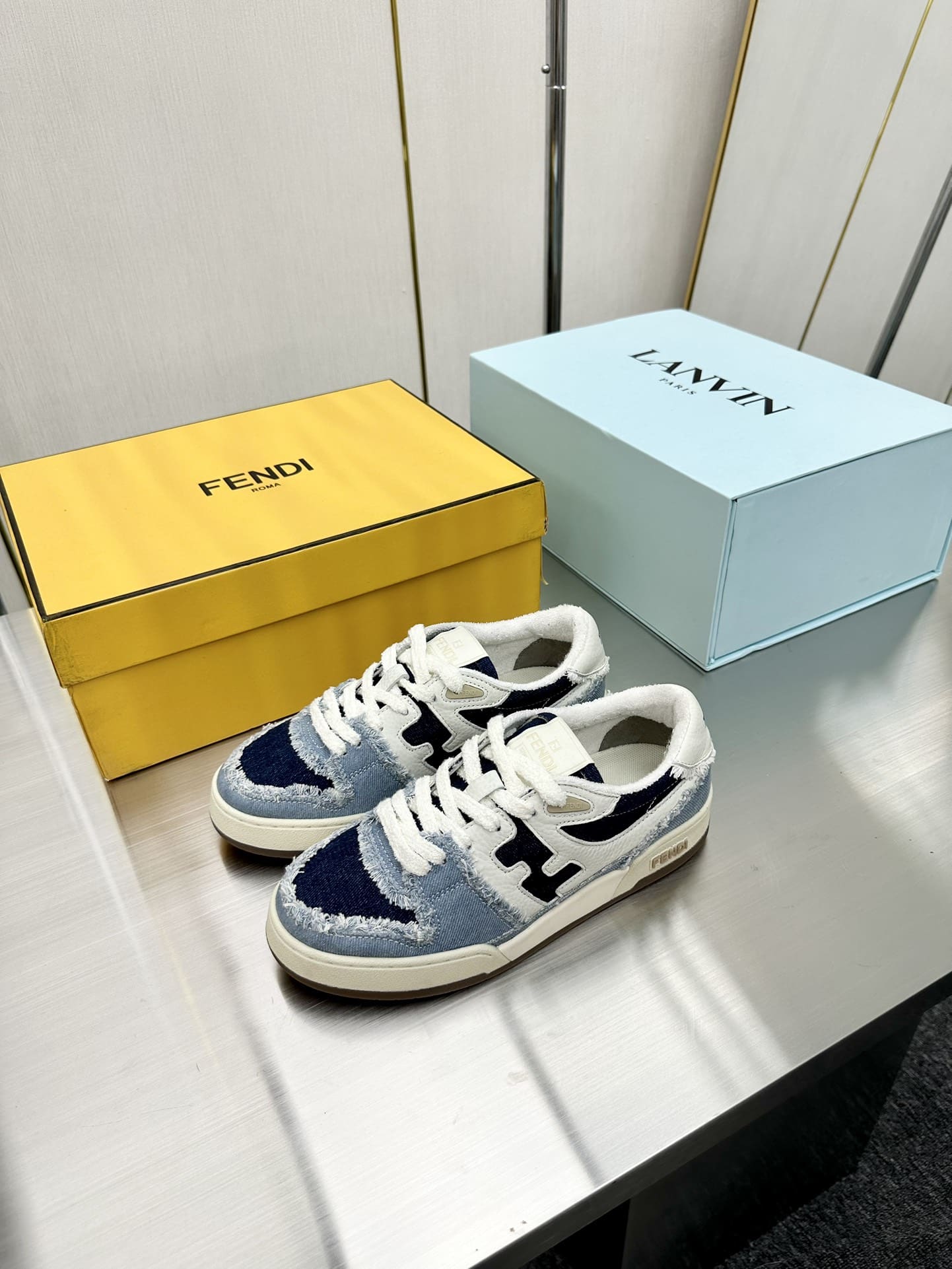 Fendi Match Suede Low Tops Denim Blue 7E1495Amf1F1Jid