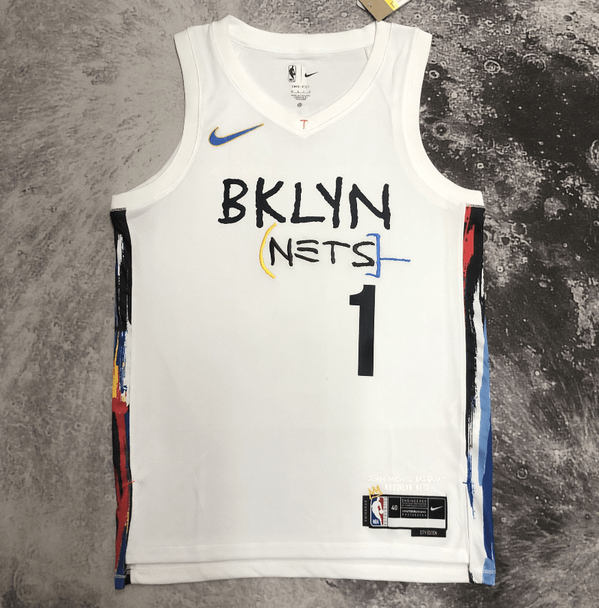 Nets No. 1 Mikal Bridges City Edition White 2023-2024 seasonJersey