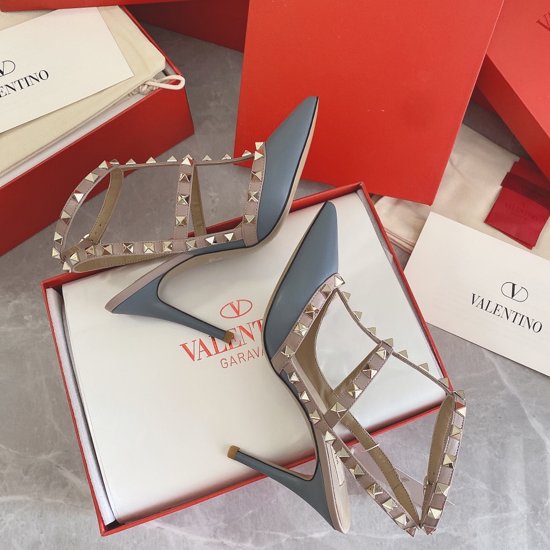 Valentino Patent Rockstud Caged Pump 100Mm Blue
