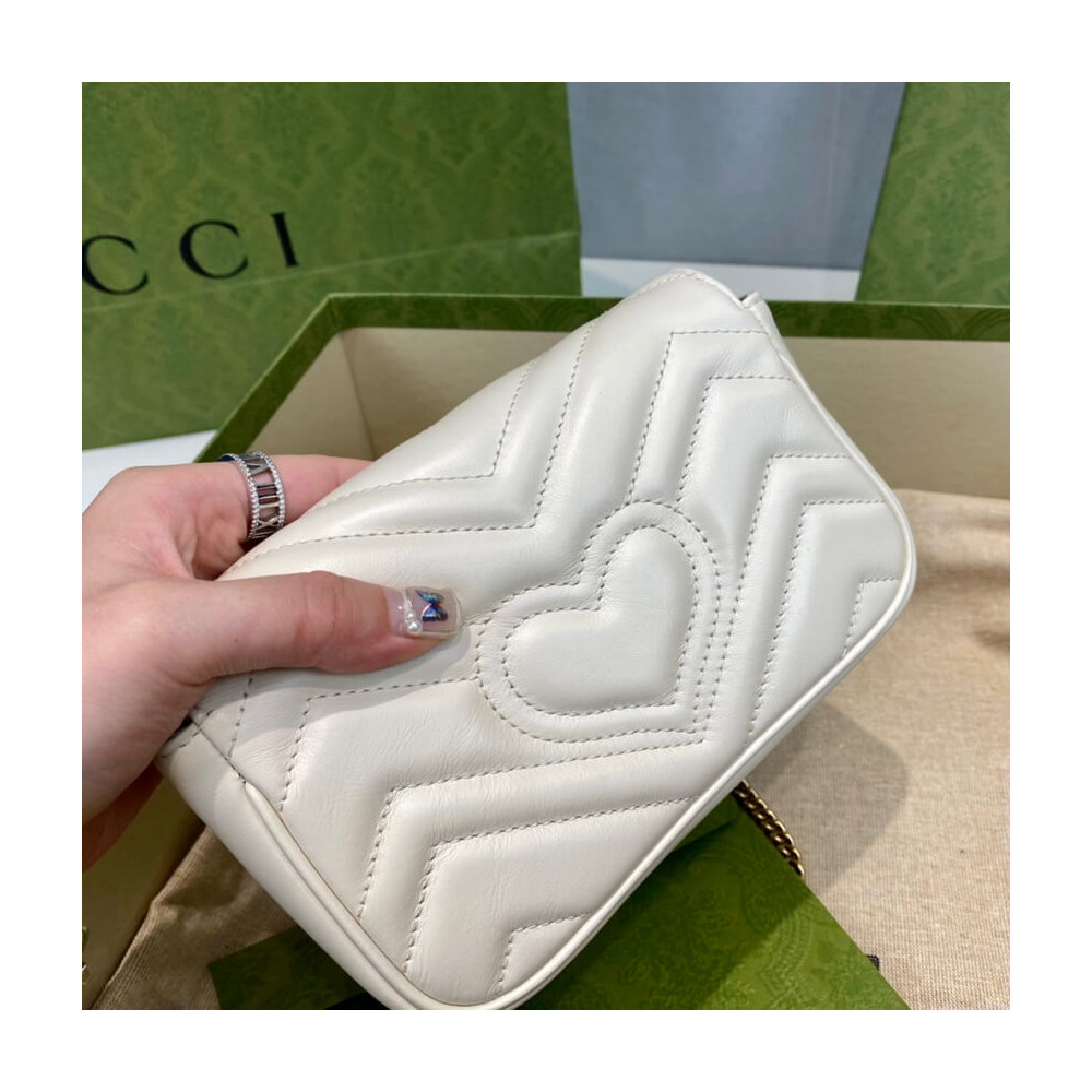 Gucci GG Marmont Matelasse Chevron Leather Super Mini Bag White