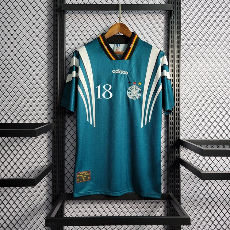 Retro 1996 Germany away MOLLER #7 Klinsmann #18 KUNTZ #11 Football jersey retro