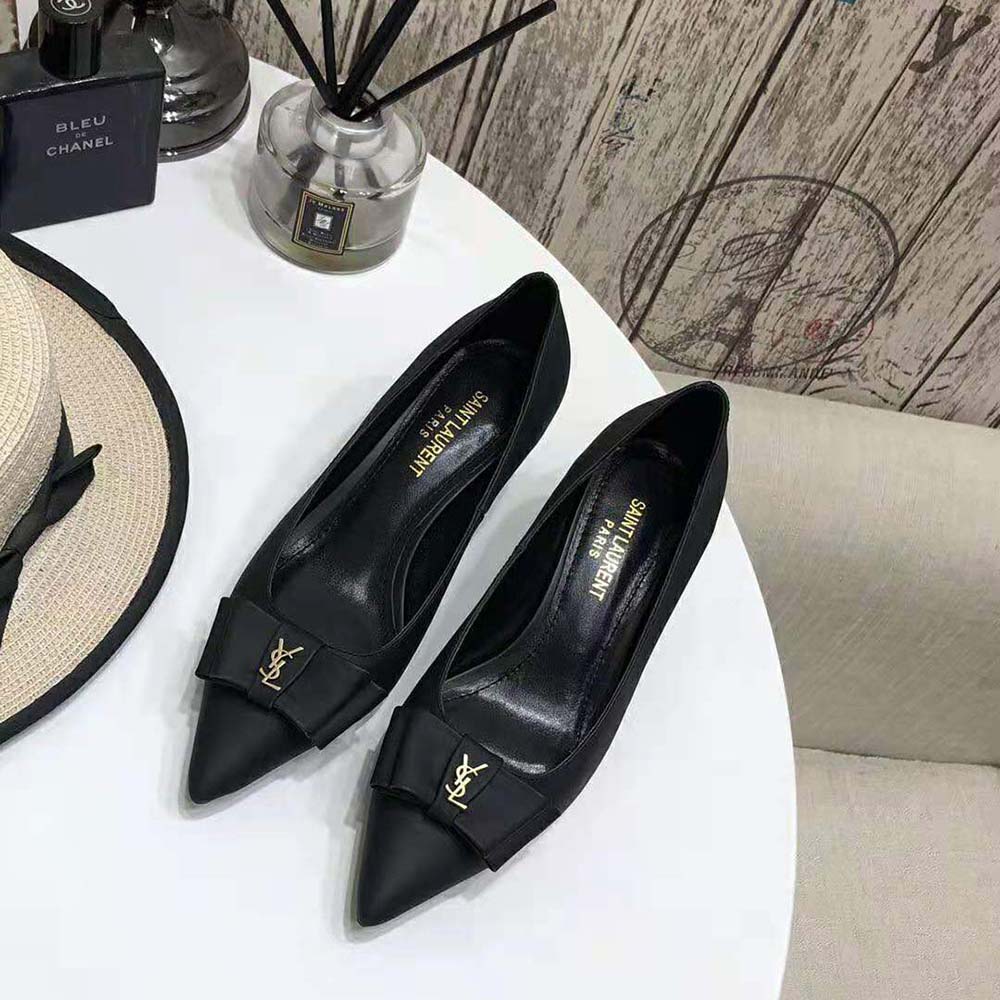 Saint Laurent Women’S Anais Bow Pumps In Black