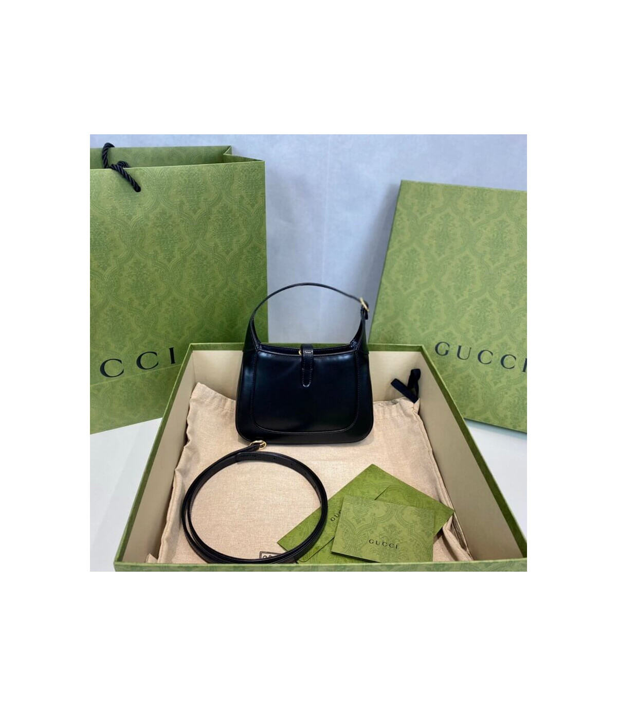 Gucci Jackie 1961 Mini Hobo Bag In Black Leather 19cm