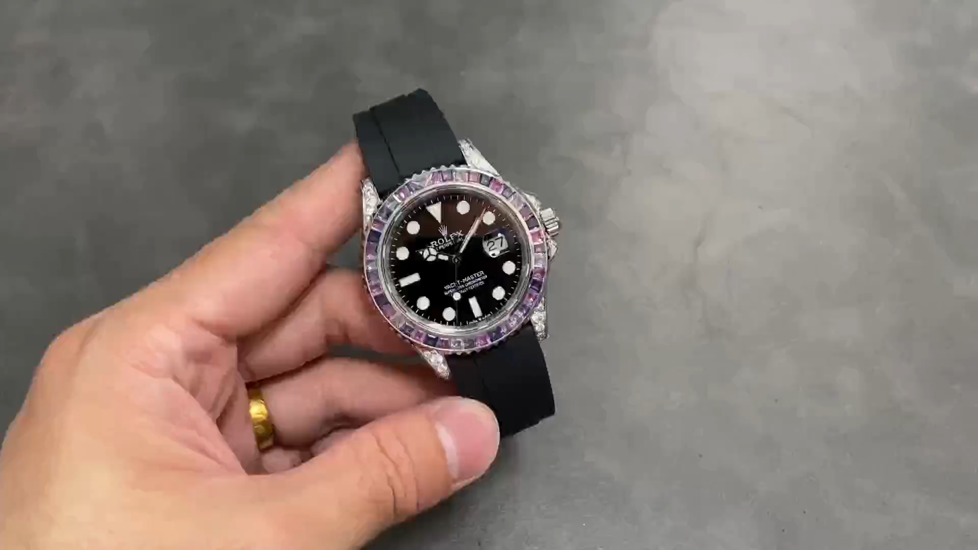 【Super Clone】Rolex Yacht Master 40 Gem Set 126679SABR 0002 Black Dial Watch