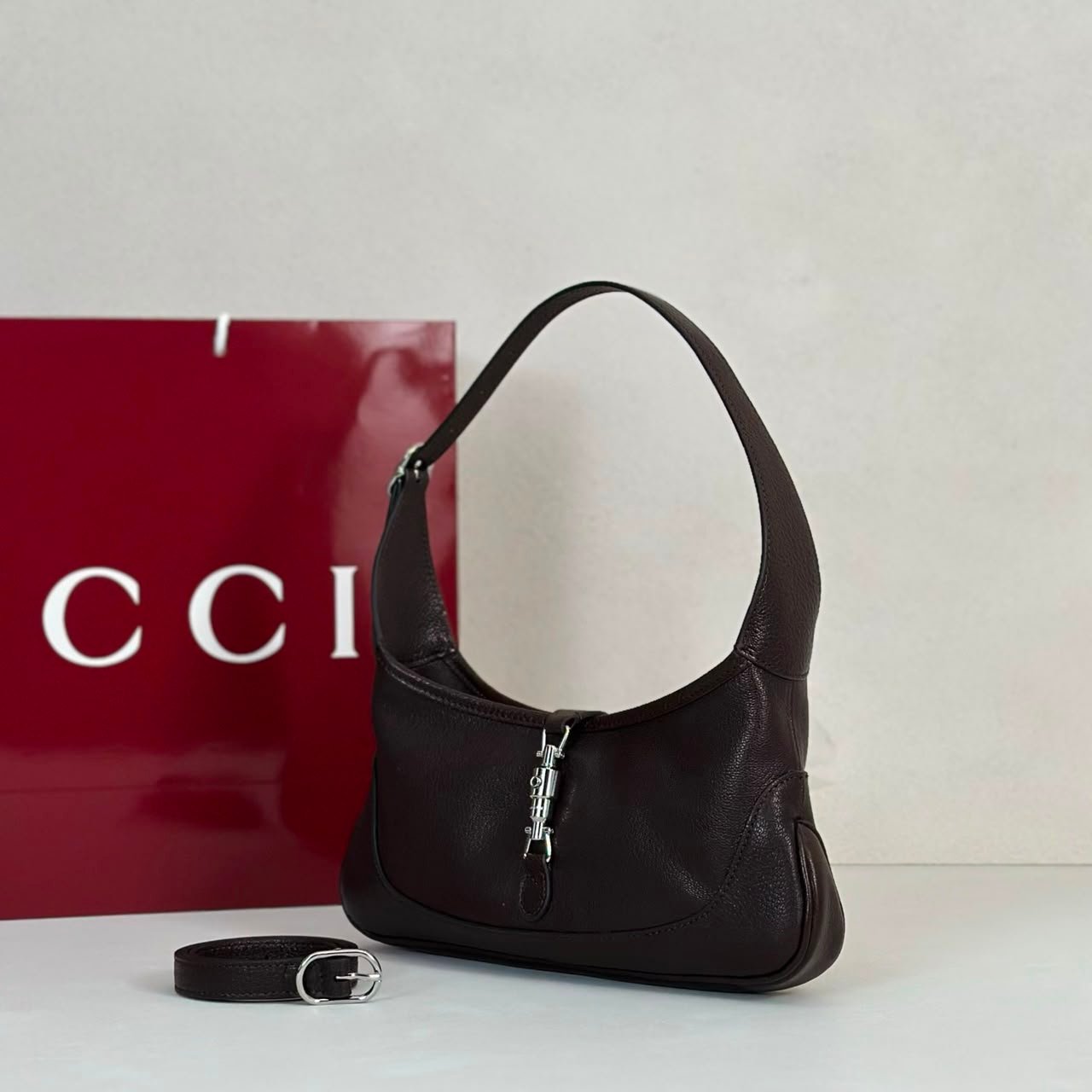 Gucci Jackie Slim Medium Shoulder Bag 28cm/11in Dark Brown ‎863137