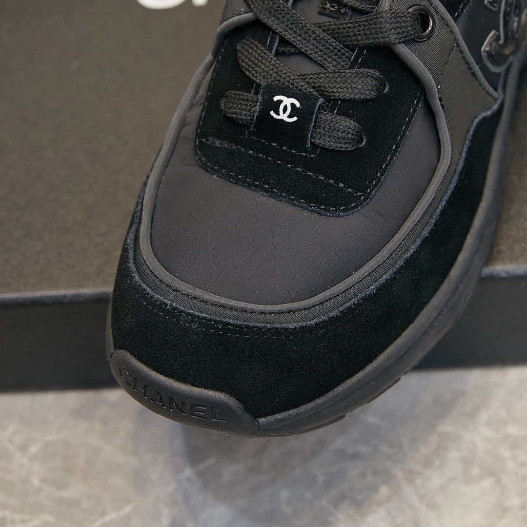 Chanel Suede Reflective Sneakers Black