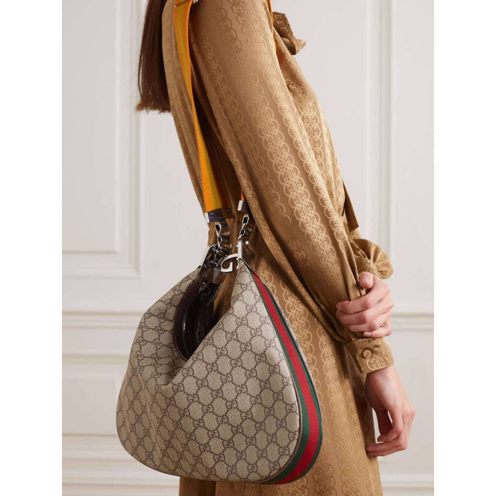 Gucci GG Supreme Attache Medium Shoulder Bag Coffee