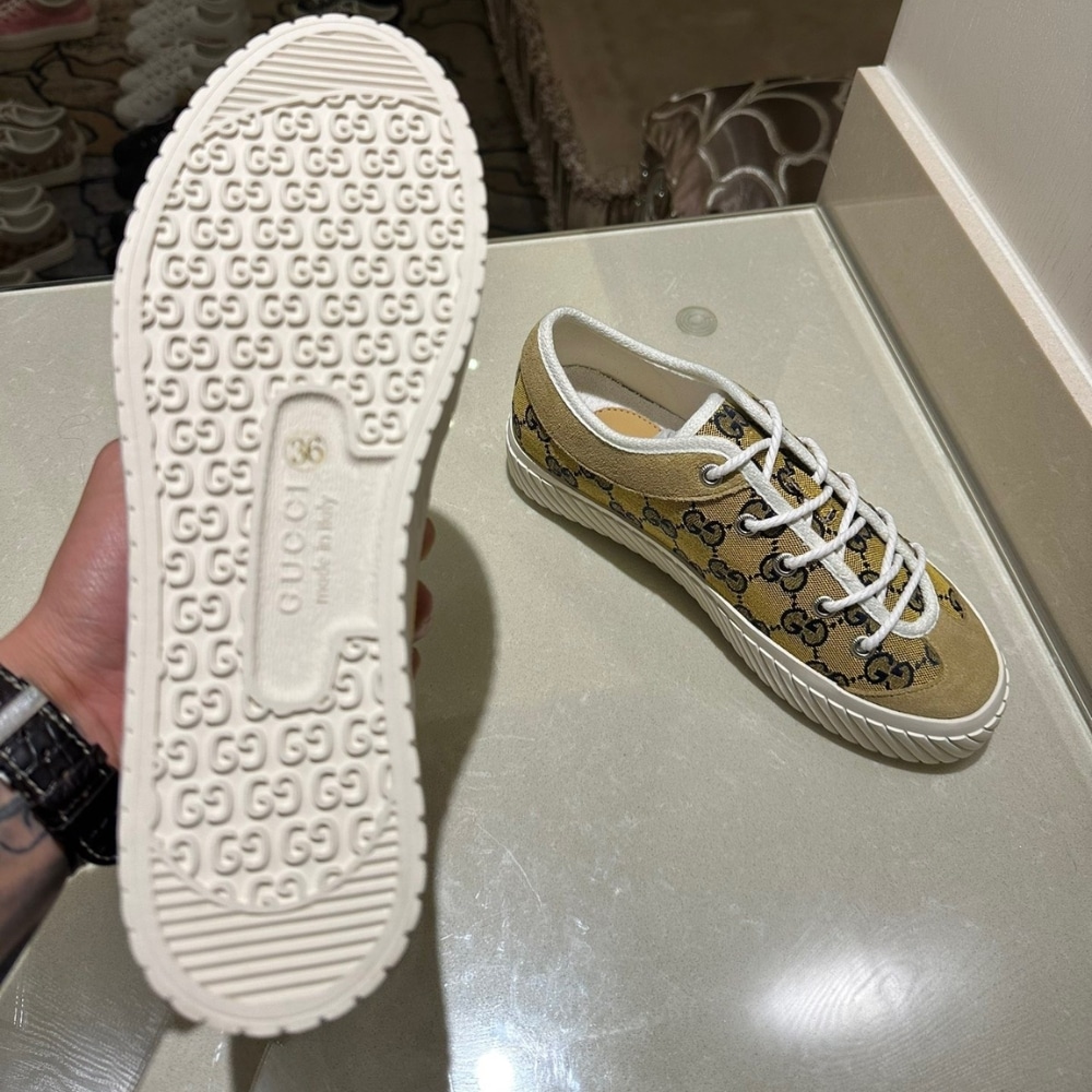 Gucci Gg Sneaker Beige Ebony 738992 Fabqa 9796
