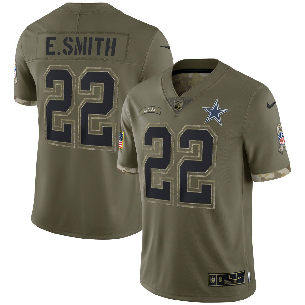 Emmitt Smith Dallas Cowboys Salute To Service Jersey – All Stitched