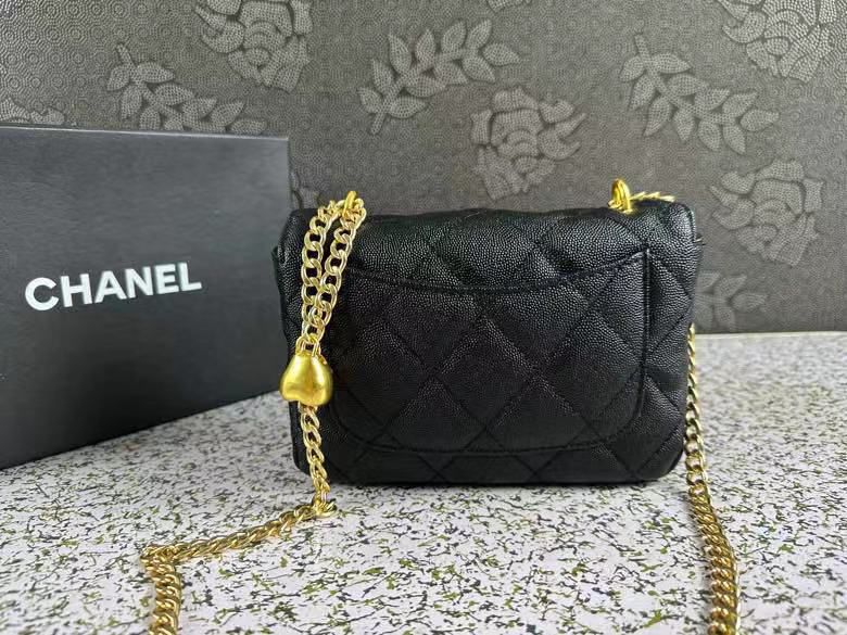 Chanel Pearl Crush Wallet On Chain Woc Black 18Cm/7in