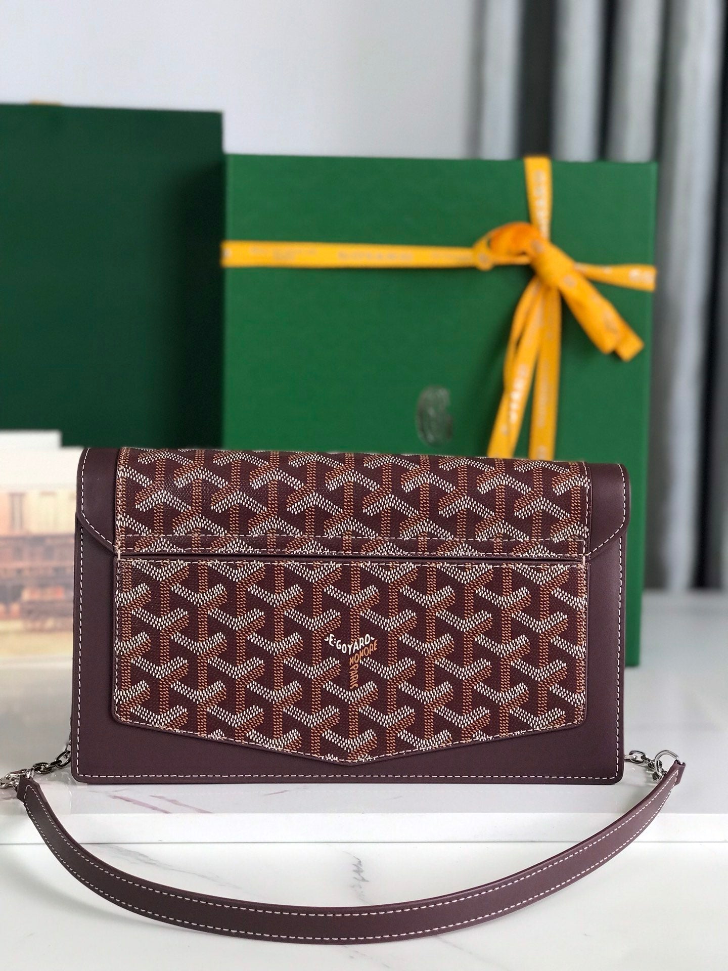 Goyard Duchesse Marie-Caroline Bag 25cm Wine Red Goyardine Canvas And Smooth Calfskin