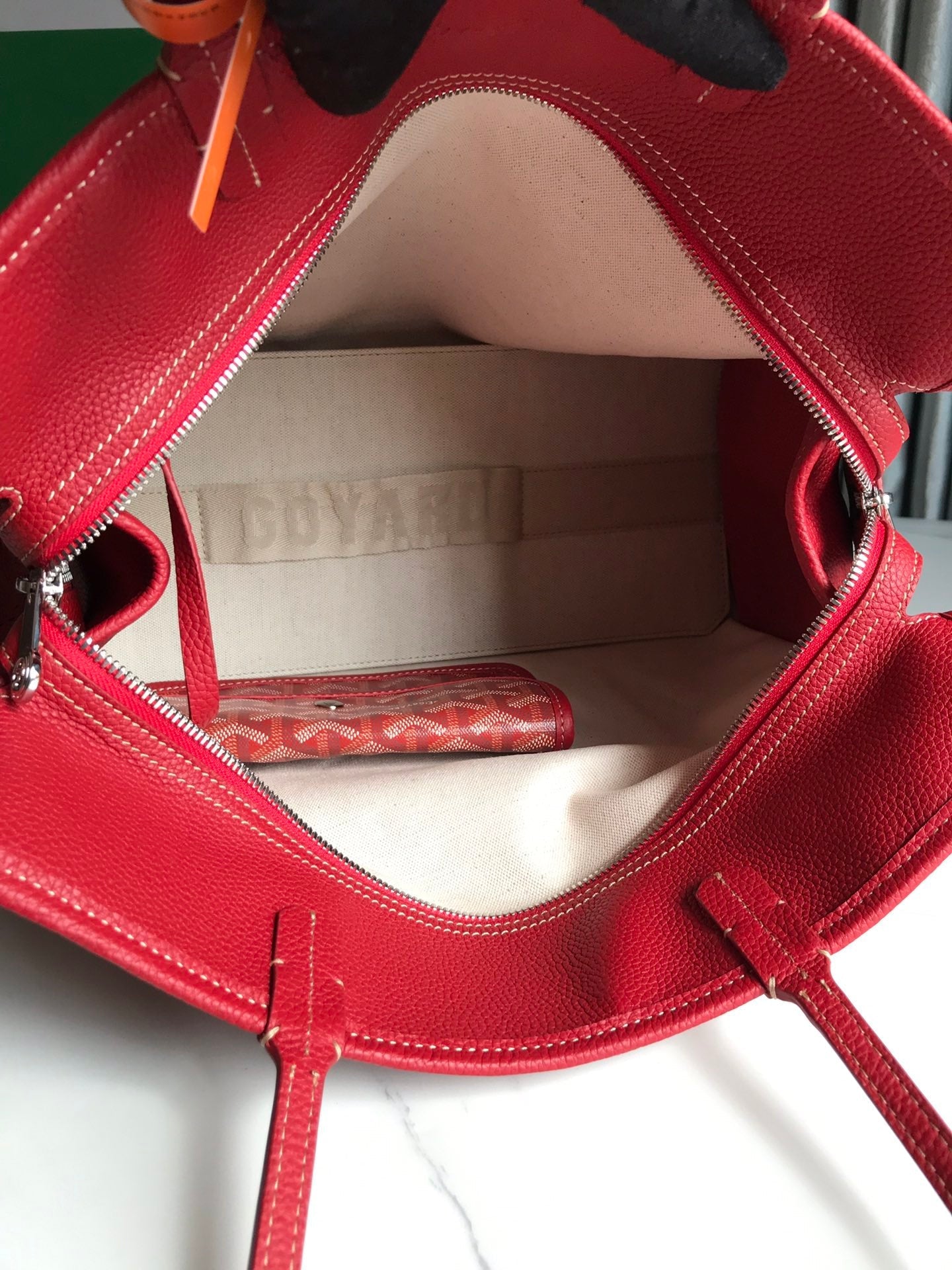 Goyard Hardy Pm Bag 40 Cm Red Goyardine Canvas And Taurillon Leather Trim