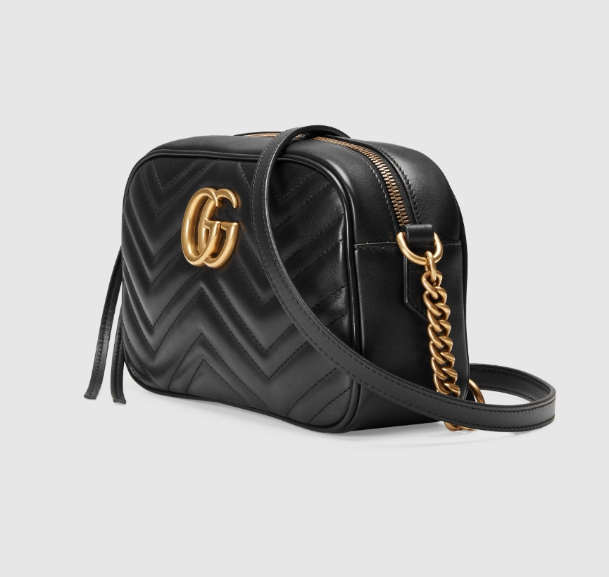 GG MARMONT SMALL MATELASSÉ SHOULDER BAG-Black-447632