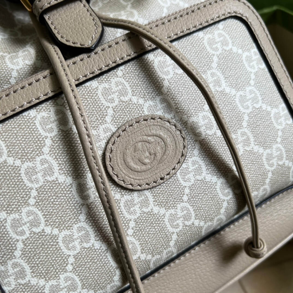 Gucci Backpack with Interlocking G Oatmeal Leather