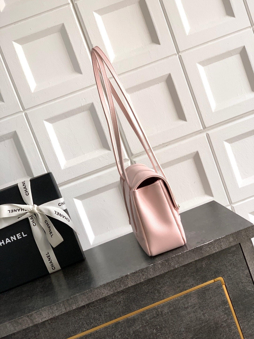 Preppy Coco Small Flap Bag (AS4818) in Light Pink Grained Calfskin with Gold-Tone Hardware, 26P Pre-Fall Collection
