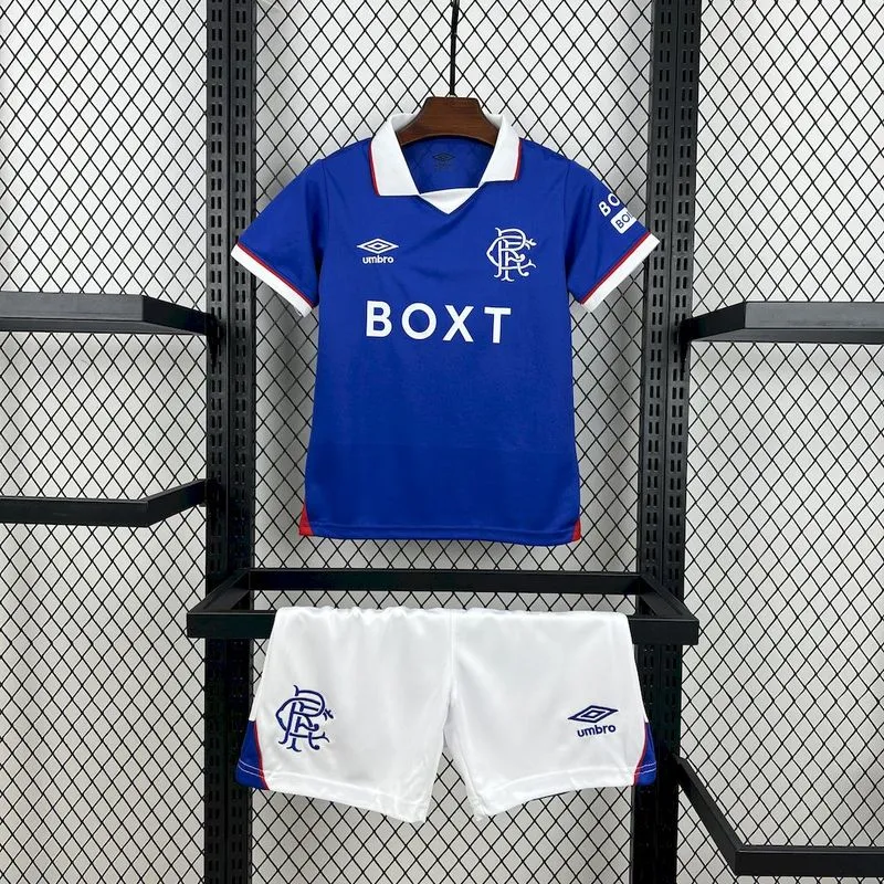 2025-26 Glasgow Rangers Home Kids Football jersey
