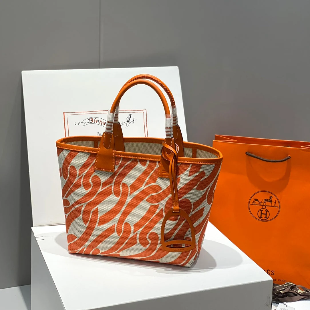 STEEPLE 28 BAG IN OFF-WHITE MIX LIGHT ORANGE CANVAS AND CALFSKIN