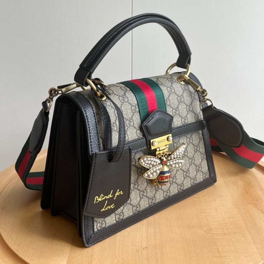 Gucci Queen Margaret Gg Small Top Handle Bag Black 25Cm