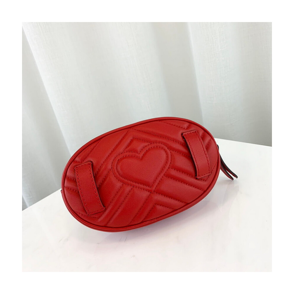 Gucci GG Marmont Matelasse Leather Belt Bag Red