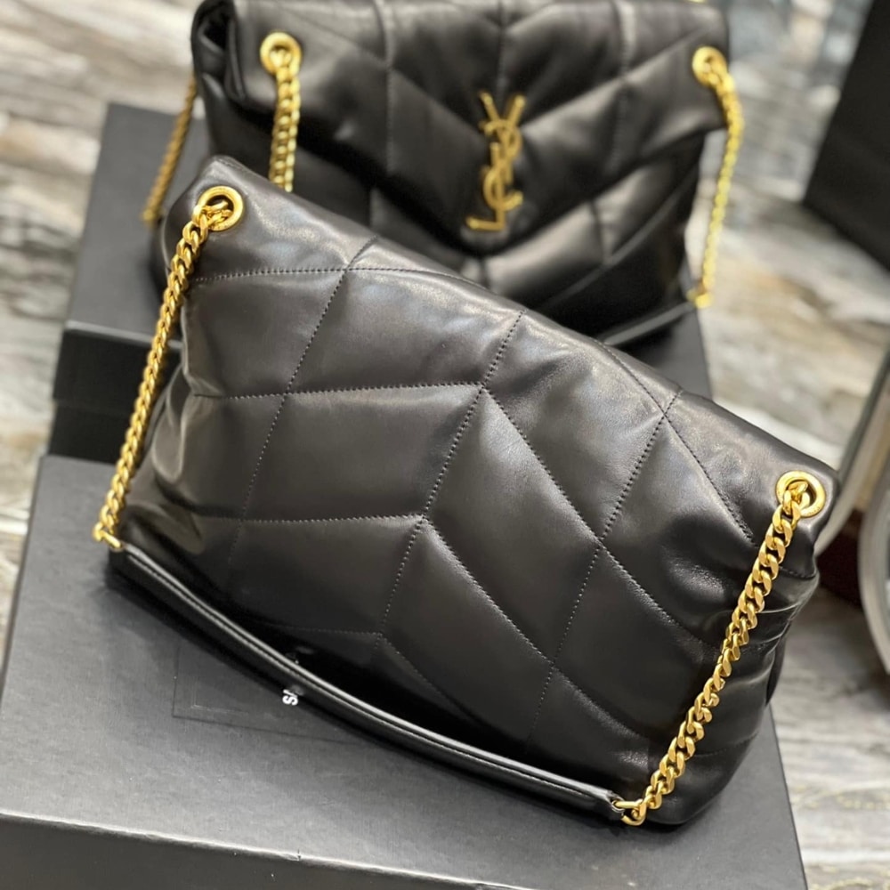 Saint Laurent Puffer Medium In Leather Gold Hardware Black 35cm 5774751EL071000