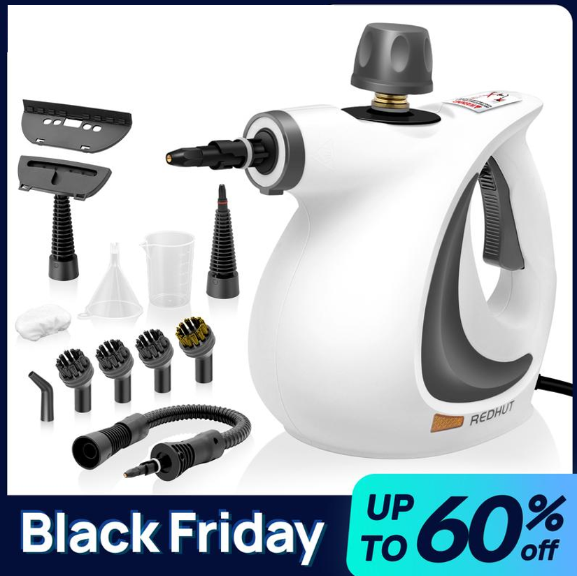 REDHUT Limpiador a Vapor Portátil 12 Accesorios, Alta Presión y Ecológico, Desodorización y Desinfección en Hogar, Cocina y Baño