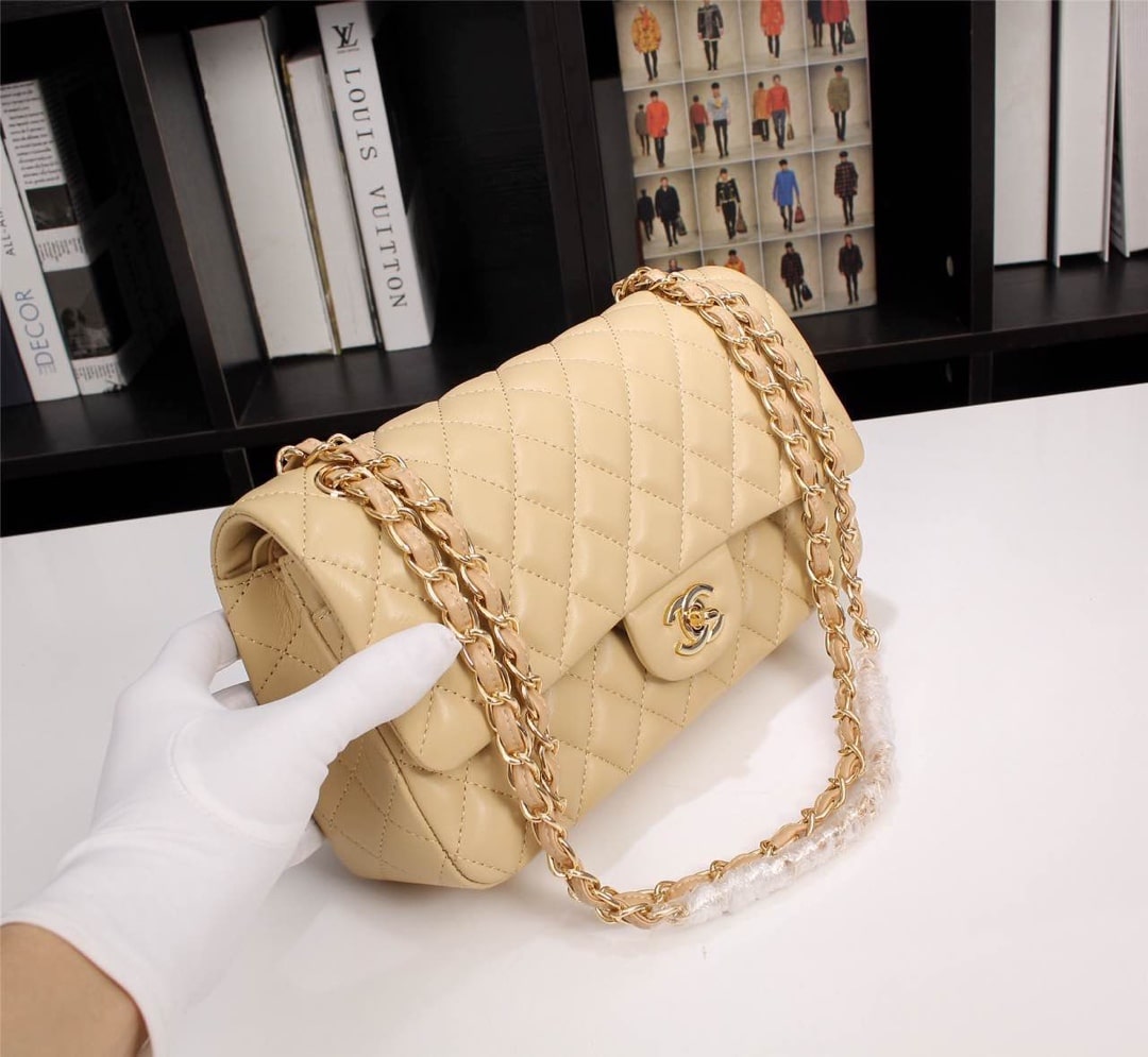 Chanel Classic Flap Beige Gold Hardware 25Cm