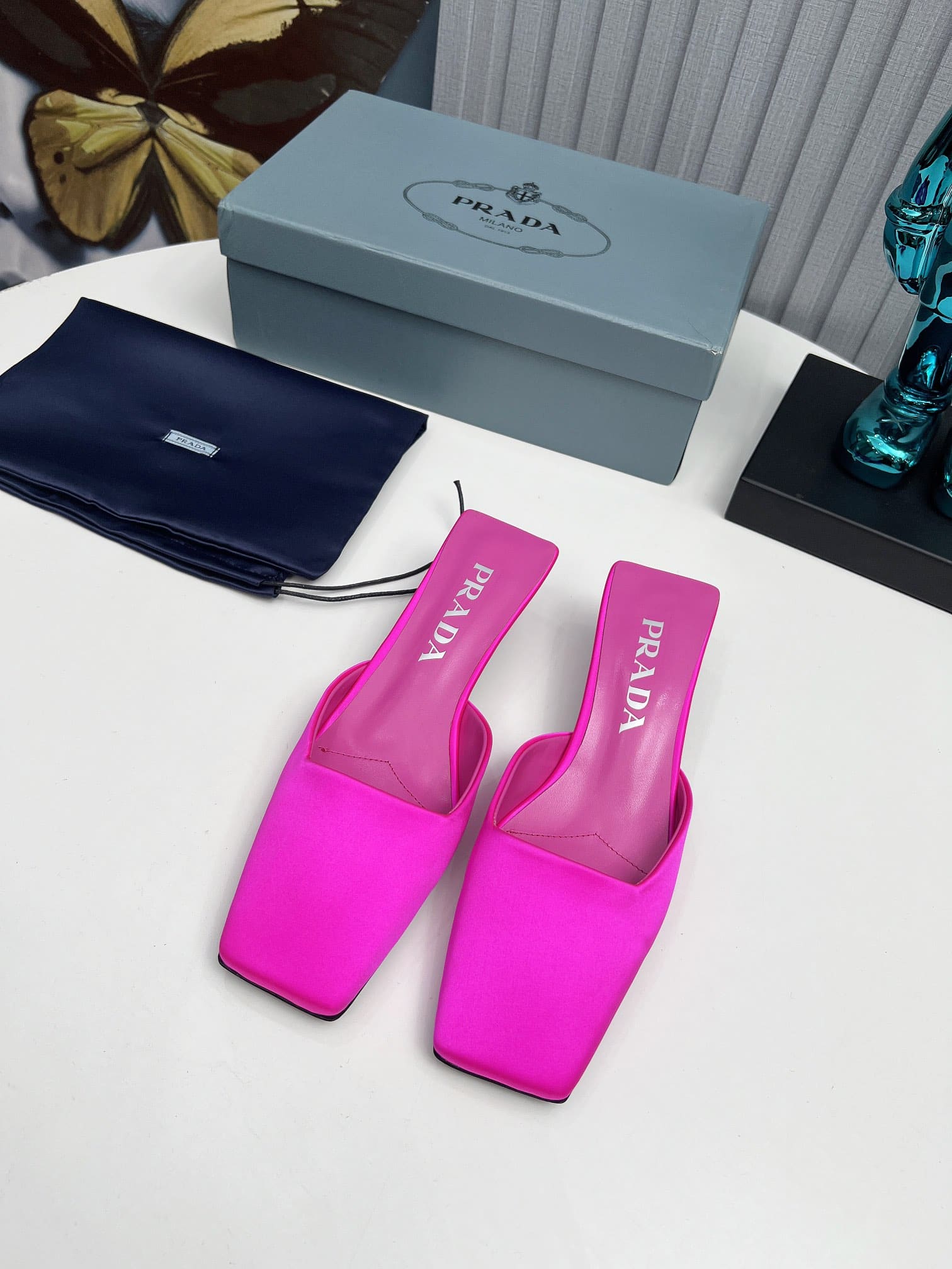 Prada Leather Mules Pink