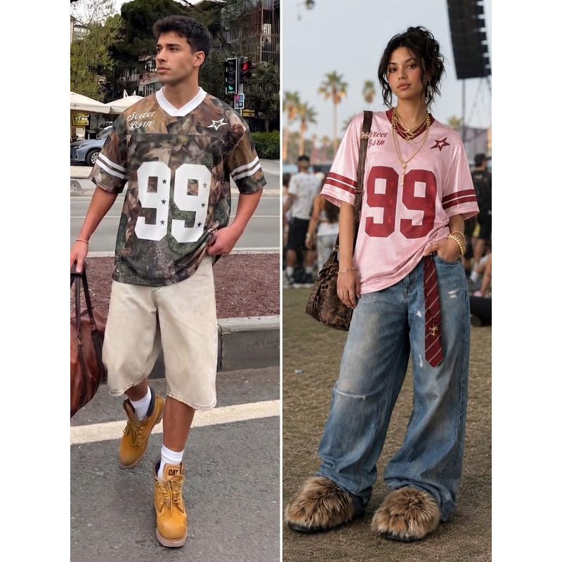 Women's Oversized T Shirts V-Neck Streetwear Jersey
