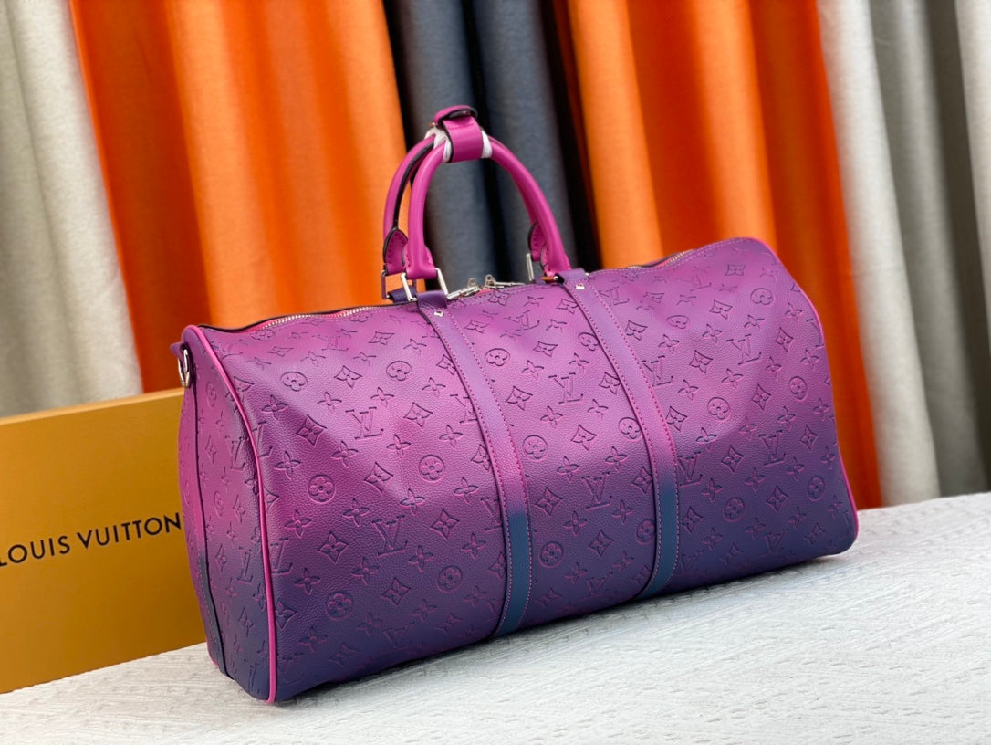 Louis Vuitton Keepall Bandouliere 50Cm Blue And Pink