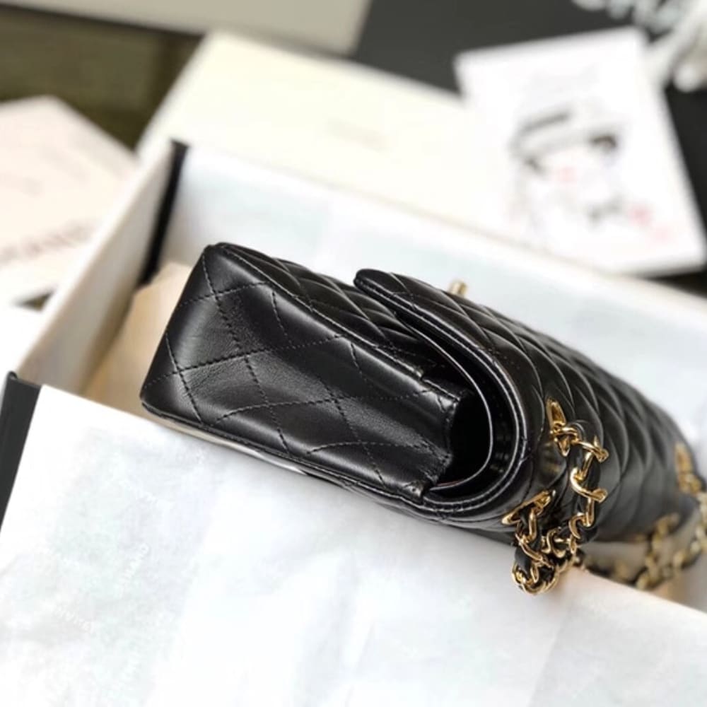 Chanel Classic 11.12 Handbag Gold Tone Metal Black 25Cm A01112 Y01295 94305