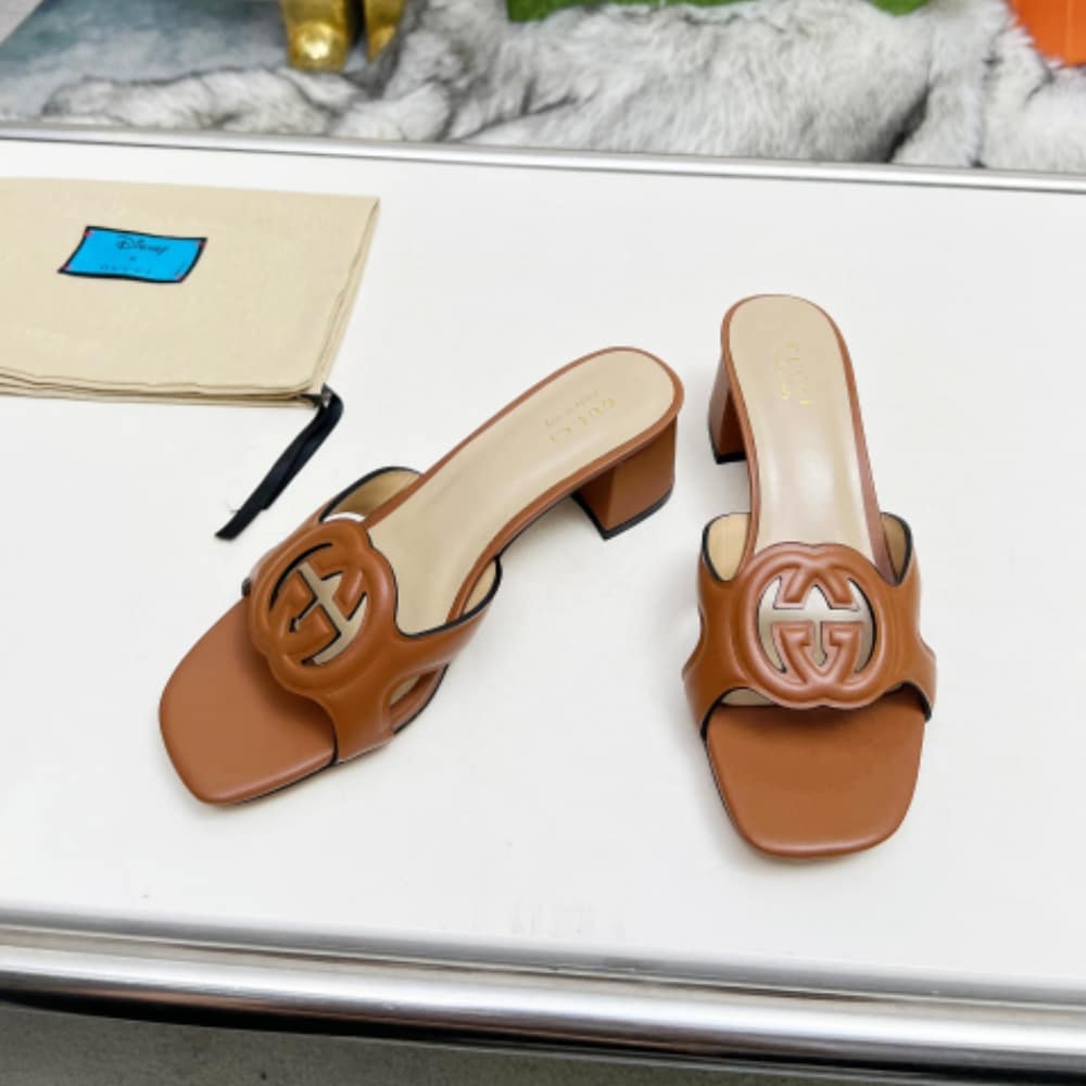 Gucci Women’s Interlocking G Slide Sandal Brown 782413 Aaazg 2535