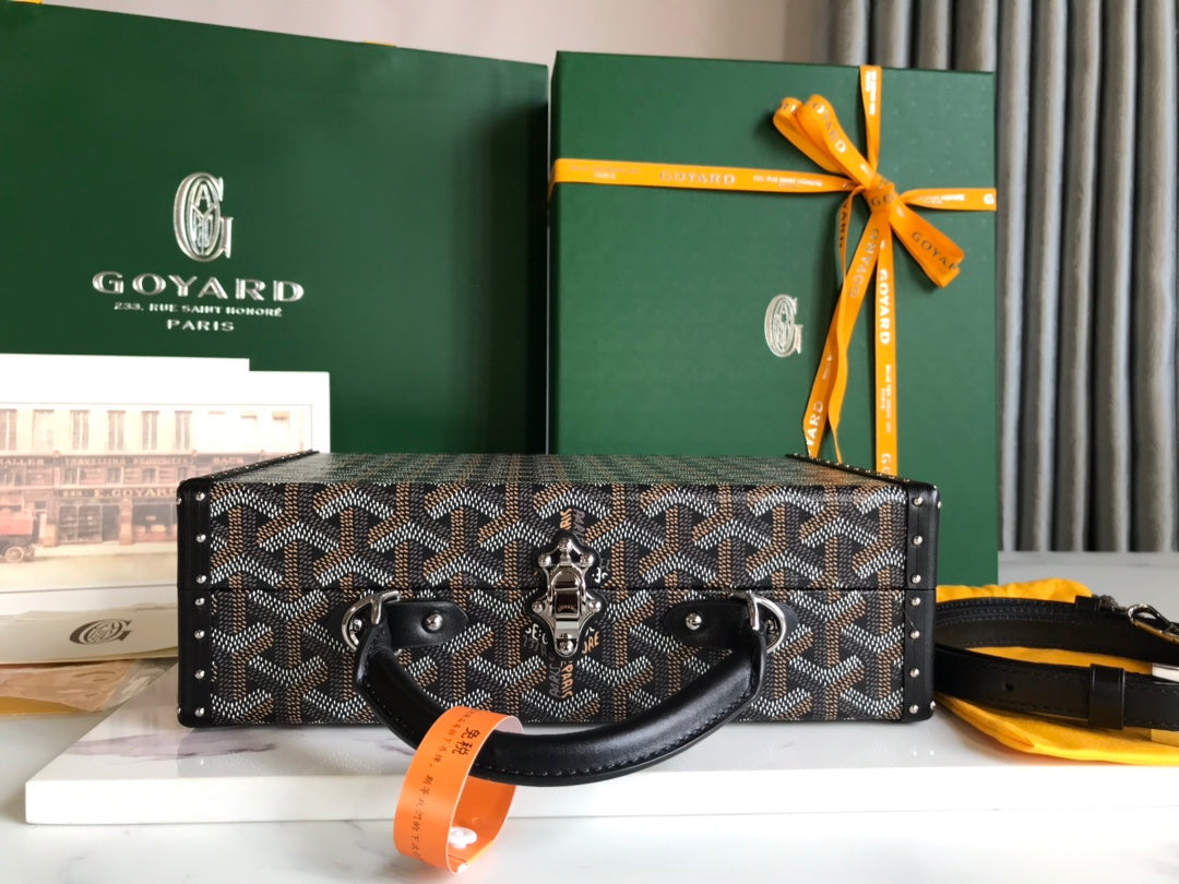 Goyard Grand Hôtel Trunk Bag 24.5cm Black Goyardine Canvas And Calfskin