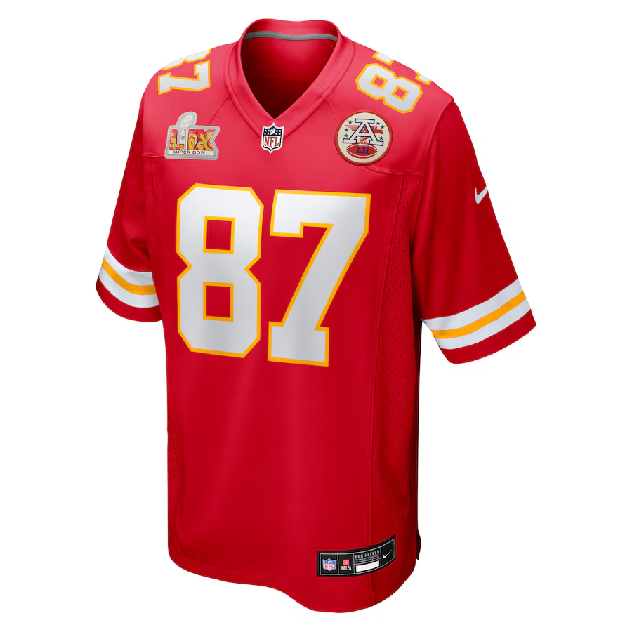 Men's Kansas City Chiefs Travis Kelce Nike Red Super Bowl LIX Game Jersey