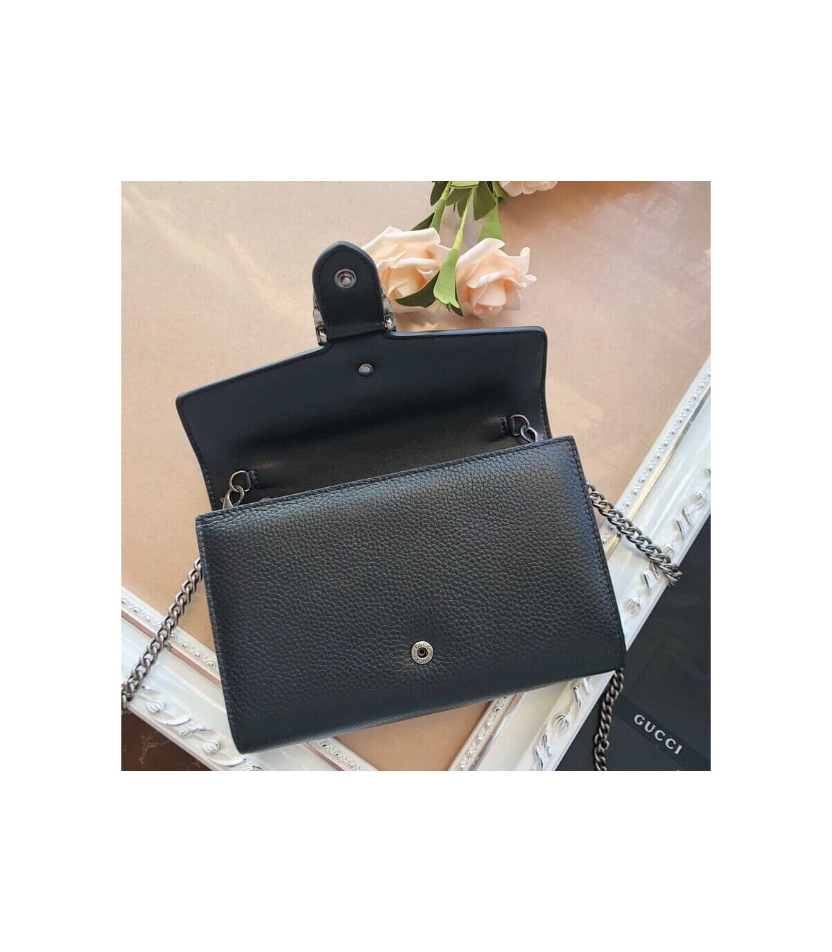 Gucci Dionysus Black Leather Mini Chain Bag