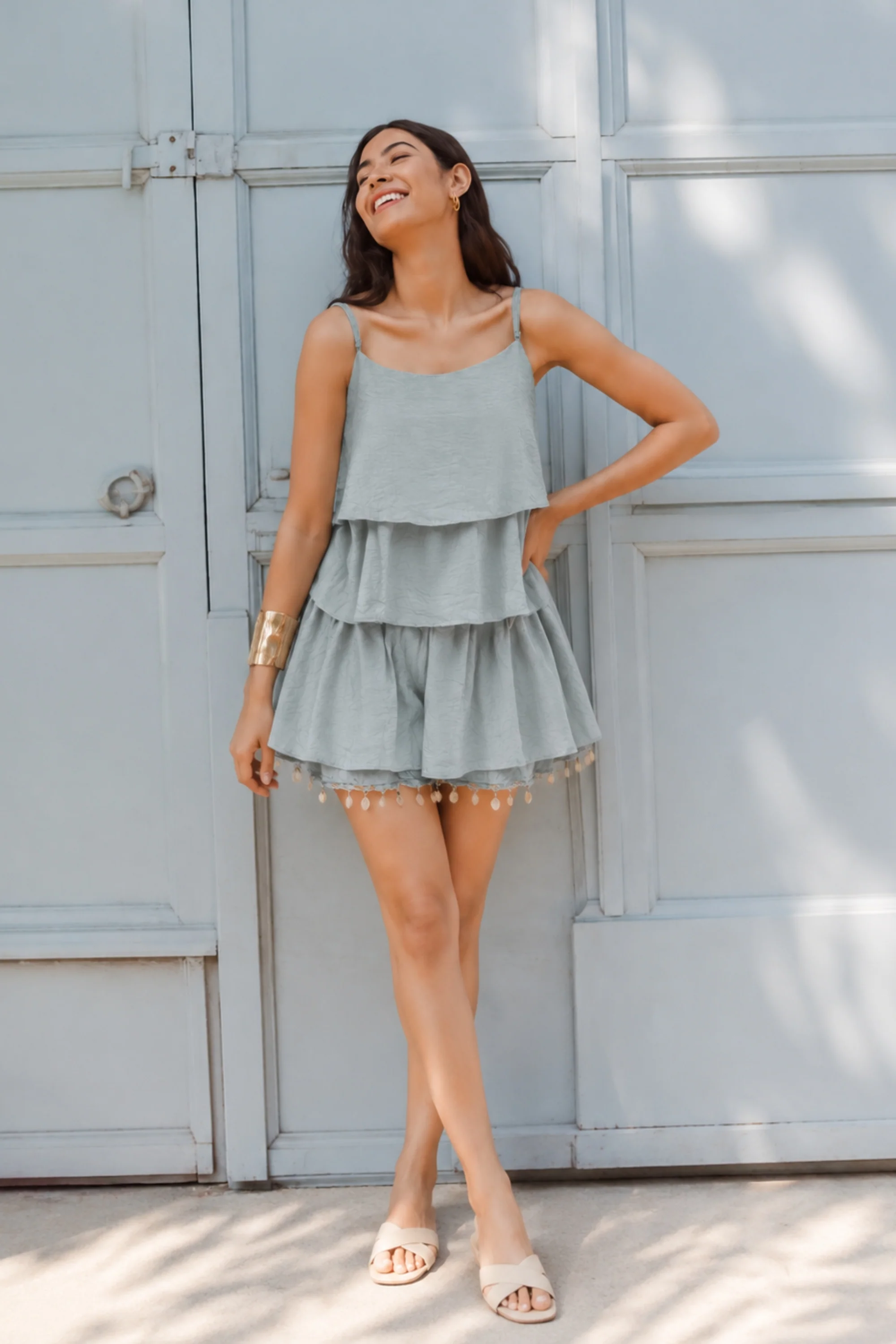Cloud Blue Tiered Co-ord