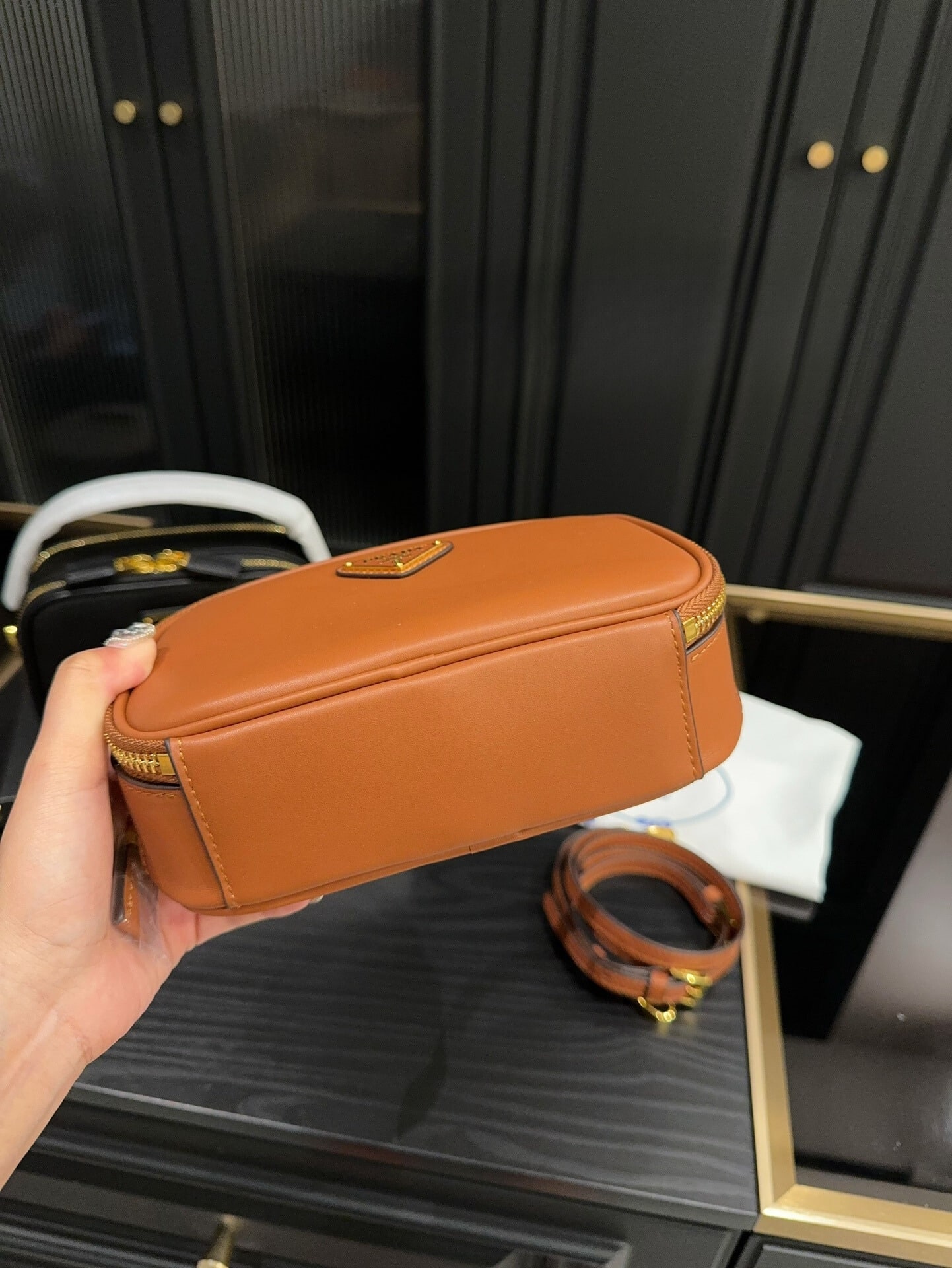 Prada Odette Leather Mini Bag Brown 18Cm