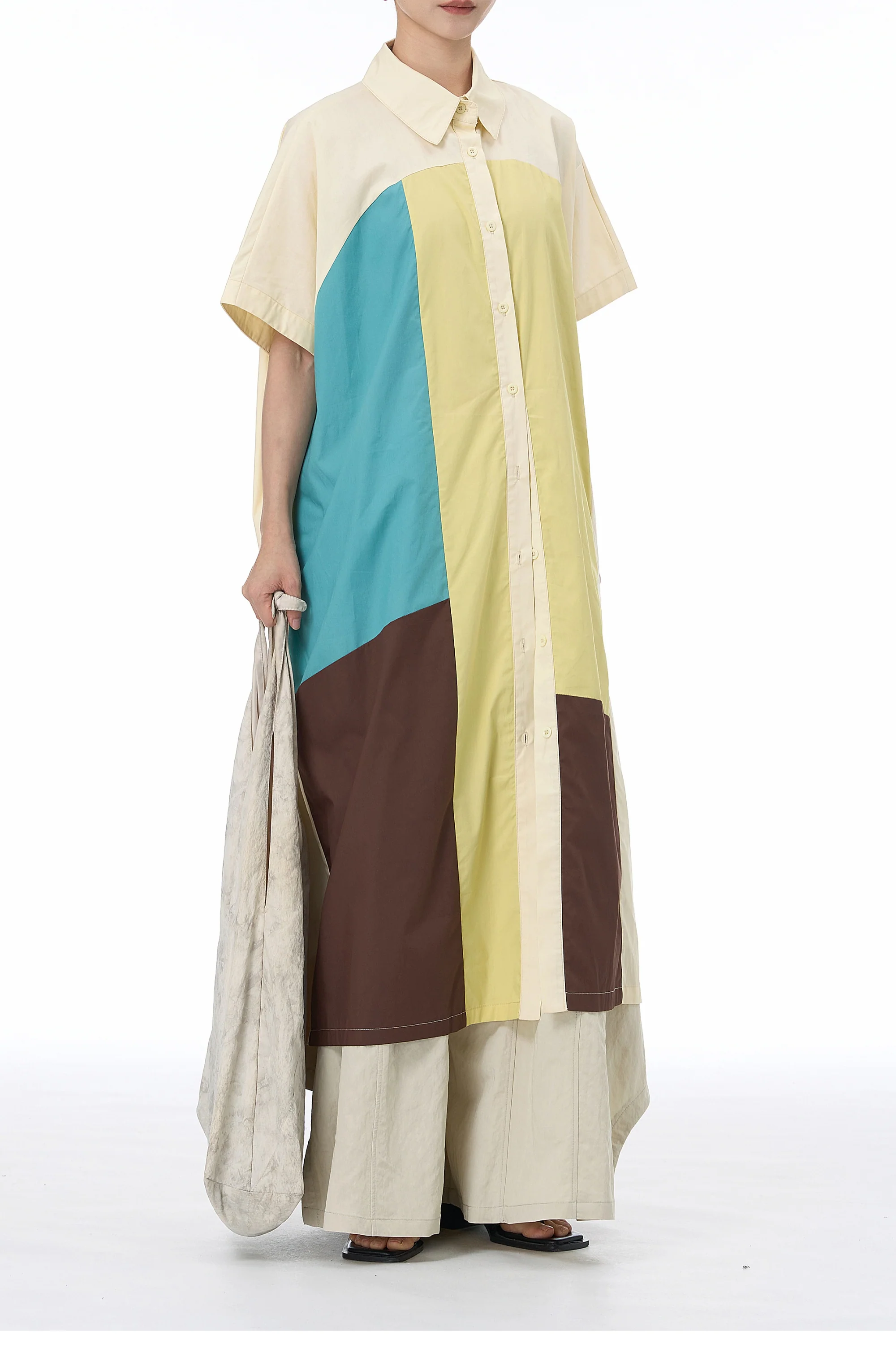 Lime Mosaic Oversized Shirt Dress