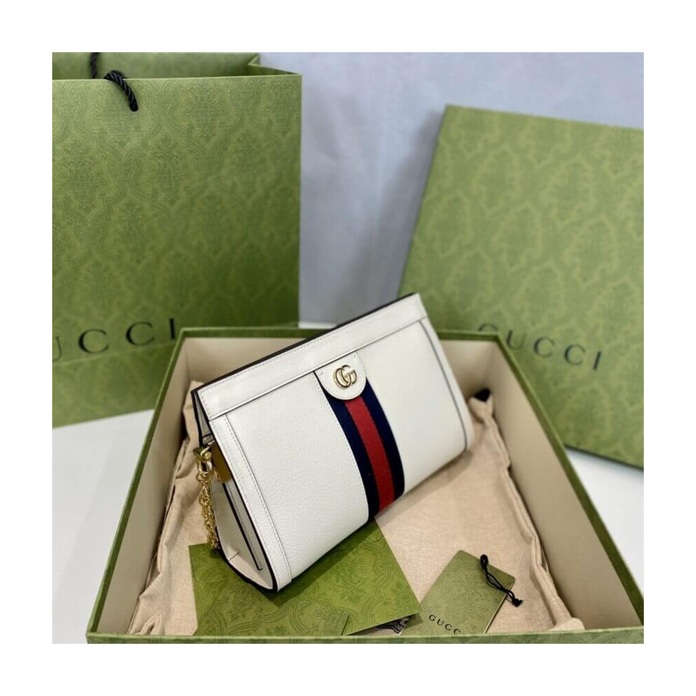 Gucci Ophidia Small Shoulder Bag in White Leather