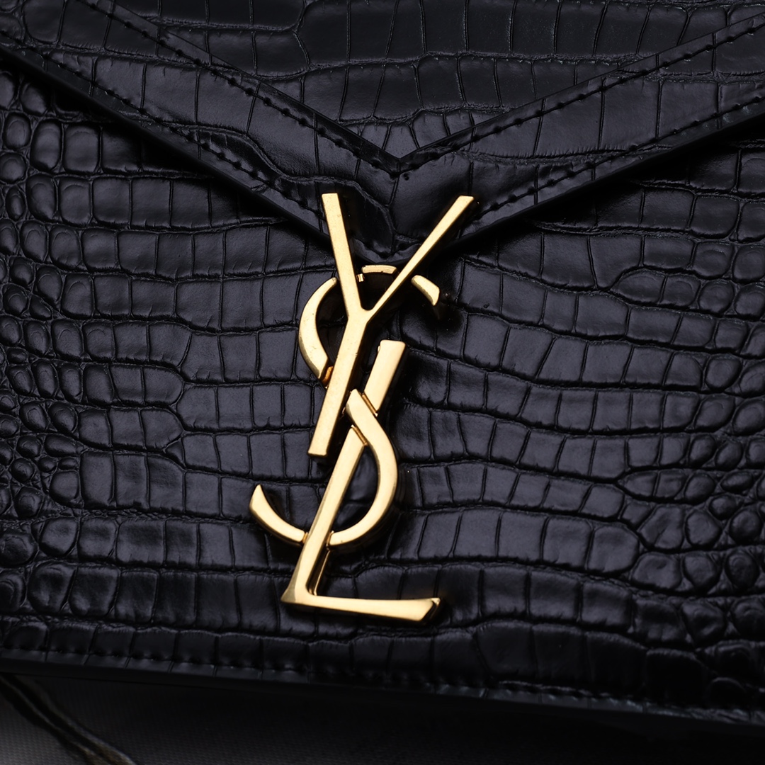 Saint Laurent Cassandra Shiny Leather Cross-Body Bag Black